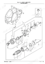 yanmar-4tnv88-bptbz-excavator-parts-catalog-000y00d9770-electrical-parts-34.webp Yanmar 4TNV88-BPTBZ, TB153FR exploded view diagram of the starting motor assembly and housing components.