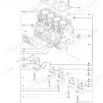 Yanmar 4TNV88-PTBZ1 exploded view of cylinder block and main bearings.