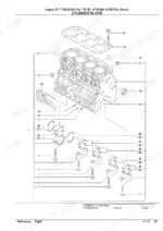 yanmar-4tnv88-qtbc-engine-parts-catalog-yoof2161-engine-parts-6.webp Yanmar 4TNV88-QTBC, TB145 cylinder block exploded view showing main bearings, caps, bolts, and gasket components.