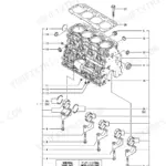 Yanmar 4TNV88C-STB/STB1 exploded view diagram of the cylinder block, main bearings, and cap bolts.
