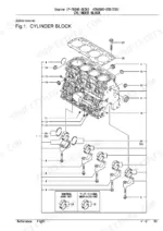 yanmar-4tnv88c-stb-stb1-engine-parts-catalog-p-tb240-geoa-engine-parts-6.webp Yanmar 4TNV88C-STB/STB1 exploded view diagram of the cylinder block, main bearings, and cap bolts.