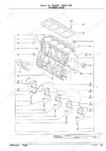 Yanmar 4TNV98-STB1, TB180FR exploded view diagram of the cylinder block, main bearings, and head gasket components.