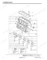 yanmar-4tnv98-znms-to-4tnv98t-zntbl-engine-parts-catalog-917304-engine-parts-4.webp Yanmar 4TNV98-ZNMS, Mustang 2066, Gehl 5640E cylinder block exploded view showing main bearings, caps, and head gasket.