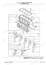 yanmar-4tnv98-zntbl-track-loader-parts-catalog-000y00d9780-engine-parts-6.webp Yanmar 4TNV98-ZNTBL, TL230, P-TL230EAC exploded view diagram of the engine cylinder block, main bearings, and head gasket.
