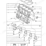 Yanmar 4TNV98T-ZSTBW, P-T175WECF exploded view of cylinder block, main bearings, and head gasket components.