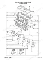 yanmar-4tnv98t-zstbw-engine-parts-catalog-yoof2161-engine-parts-6.webp Yanmar 4TNV98T-ZSTBW, P-T175WECF exploded view of cylinder block, main bearings, and head gasket components.