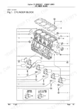 yanmar-4tnv98t-zxwtb-engine-parts-catalog-p-tb285eac-engine-parts-6.webp Yanmar 4TNV98T-ZXWTB, P-TB285EAC exploded view diagram of the engine cylinder block, main bearings, and head gasket.