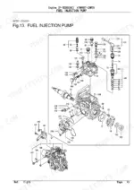 yanmar-4tnv98t-zxwtb-engine-parts-catalog-p-tb285eac-fuel-parts-30.webp Yanmar 4TNV98T-ZXWTB, P-TB285EAC exploded view diagram of the fuel injection pump assembly with numbered components.
