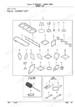 yanmar-4tnv98t-zxwtb-engine-parts-catalog-p-tb285eac-gasket-parts-44.webp Yanmar 4TNV98T-ZXWTB, P-TB285EAC exploded view diagram of engine gasket set components, optional parts, and loose tools.