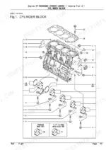 yanmar-4tnv98t-zxwtb2-engine-parts-catalog-0cd11-g14301-engine-parts-6.webp Yanmar 4TNV98T-ZXWTB2 exploded view diagram of the cylinder block, main bearings, and head gasket components.