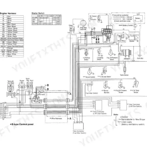 Yanmar 6LPA marine diesel engine B-type electric wiring diagram with harness and coupler details