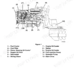 Yanmar 6LPA series service side component identification diagram showing fuel cooler, intercooler, and stern drive.