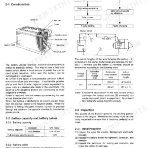 Yanmar 6LY2-STE, 6LY2A-STP, 6LYA-STP battery construction, wiring diagram, cable specifications, and inspection guide.