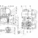 Yanmar 6N18(A)L-V exploded view diagram of cylinder head assembly and fuel oil valve for indirect cooling type.