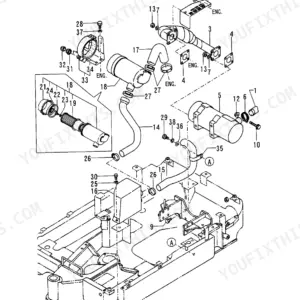 Yanmar B08, B08 G, B08 Y, B08 EX, B08 AY, 3TN66A-(E) UB, 3TN66L-UB exploded view of air cleaner and intake system components.