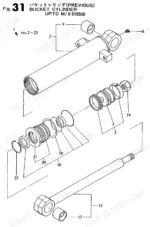 yanmar-b12-b17-crawler-backhoe-parts-catalog-y00s2983-bucket-cylinder-parts-83.webp Yanmar B12, B17, B12-P, B12-PR, B17-P, B17-PR, B12/B17, B12P AY EP, B12PR AY EP, B17P AY EP, B17PR AY EP, B12C(R)AY EP, B17C(R)AY EP exploded view diagram of bucket cylinder parts for machines up to M/#910500.