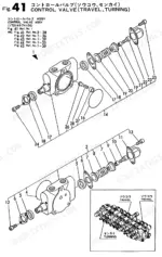 yanmar-b12-b17-crawler-backhoe-parts-catalog-y00s2983-hydraulic-103.webp Yanmar B12, B17, B12-P, B12-PR, B17-P, B17-PR, B12/B17, B12P AY EP, B12PR AY EP, B17P AY EP, B17PR AY EP, B12C(R)AY EP, B17C(R)AY EP exploded view of travel and turning control valve assembly.