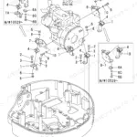 Yanmar B1U-1 exploded view of engine mounting components on the revolving frame.