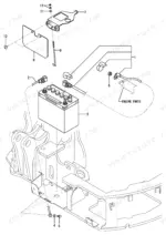 Yanmar B2-5 exploded view of battery mounting and electrical cable assembly.