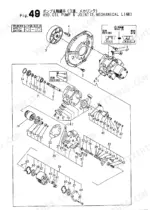 Yanmar B22-2-P[R], B22-2-C[R] exploded view of hydraulic oil pump and mechanical link joint assembly components.