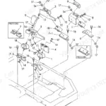 Yanmar B22-2 C(R)EP, B22-2 P(R)EP, B22-2 P[R], B22-2 C[R] exploded view diagram of the engine mount assembly components.