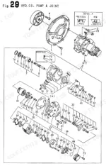 Yanmar B22-2 C(R)EP, B22-2 P(R)EP, B22-2 P[R], B22-2 C[R] exploded view of hydraulic oil pump and joint assembly.