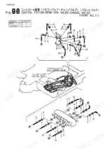 yanmar-b22-2b-crawler-back-hoe-parts-catalog-y00k3452-boom-parts-224.webp Yanmar B22-2B Fig. 98 exploded view of control piping connecting the remote-con valve to the multi change valve.