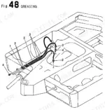 yanmar-b22-2b-crawler-backhoe-parts-catalog-000y00s3870-boom-parts-109.webp Yanmar B22-2B, 3TNE78A - B1: Fig 48 greasing diagram showing grease lines, fittings, and hoses on the excavator frame.
