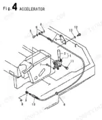 yanmar-b22-2b-crawler-backhoe-parts-catalog-000y00s3870-engine-parts-19.webp Yanmar B22-2B, 3TNE78A - B1 exploded view diagram of the accelerator lever, cable, and mounting hardware components.