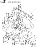 yanmar-b22-2c-to-1-excavator-parts-catalog-000y00s3351-cab-parts-62.webp Yanmar B22-2C AY - 1, B22-2CR AY - 1, B22-2P AY - 1, B22-2PR AY - 1 exploded view of cabin frame cover and floor panels.