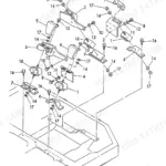 Yanmar B22-2C AY - 1, B22-2CR AY - 1, B22-2P AY - 1, B22-2PR AY - 1 exploded view diagram of the engine mount assembly.