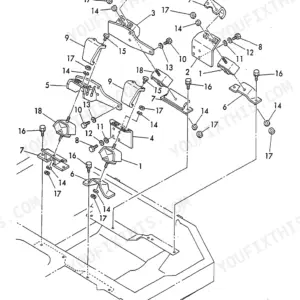 Yanmar B22-2C AY - 1, B22-2CR AY - 1, B22-2P AY - 1, B22-2PR AY - 1 exploded view diagram of the engine mount assembly.