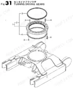 yanmar-b22-crawler-backhoe-parts-catalog-000y00s3010-drivetrain-parts-68.webp Yanmar B22, B22-P(R), B22-C(R), 3TN75L-RBVM, 3TN75L-RB, YANMAR CRAWLER BACKHOE exploded view of turning driving gear assembly.