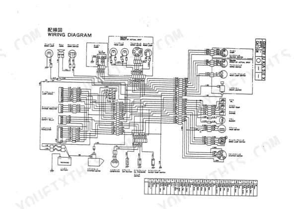 Yanmar B22, B22-P(R), B22-C(R), 3TN75L-RBVM, 3TN75L-RB, YANMAR CRAWLER BACKHOE electrical wiring diagram showing cab and engine components.