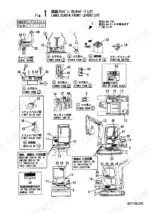 yanmar-b27-2b-crawler-backhoe-parts-catalog-y00k3411-parts-list-19.webp Yanmar B27-2B parts diagram showing cabin lever labels, starting switch, 4-way valve, and machine serial number locations.