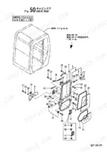 yanmar-b27-2b-crawler-backhoe-parts-catalog-y00k3411-wiring-119.webp Yanmar B27-2B exploded view diagram of the cabin door assembly, including glass, seals, hinges, and latch hardware.