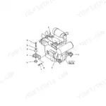 Yanmar B2U-1 engine mount exploded view diagram showing mounting brackets, bolts, and rubber isolator components.