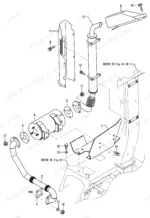 yanmar-b3-3-to-c-crawler-backhoe-parts-catalog-y00k3612-engine-parts-29.webp Yanmar B3-3 P, B3-3A P, B3-3A C exploded view of the exhaust muffler, pipe, and heat shield assembly components.