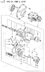 yanmar-b30v-1-crawler-backhoe-parts-catalog-000y00s3690-hydraulic-parts-7.webp Yanmar B30V-1, B30V - 1, 3TNE82A - B1A, B30V-1(EP) (B6050) exploded view diagram of hydraulic oil pump and joint assembly.