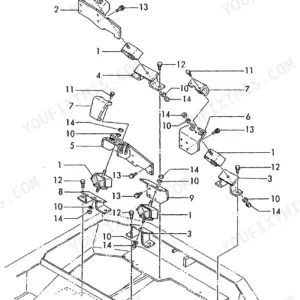Yanmar B37C, B37CR, B37P, B37PR, B37OPTION, 3TN84L-RBS, B37 Ammann, B37 Europe: Exploded view diagram of engine mount assembly.