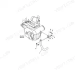 Yanmar B4U-1 exploded view diagram of the engine exhaust pipe assembly, including mounting bracket, bolts, and clamps.
