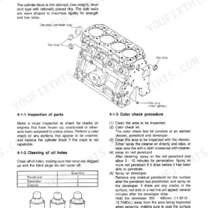 Yanmar B50-2, B50-2A cylinder block diagram, inspection, cleaning, and color check procedure for engine maintenance.