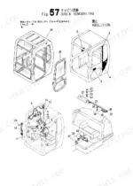 yanmar-b50-2-crawler-backhoe-parts-catalog-y00k2781-parts-list-1.webp Yanmar B50-2 exploded view diagram of cabin remodeling, showing door, frame, and interior component parts list.