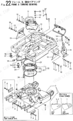yanmar-b50-2b-crawler-excavator-parts-catalog-y00s3671-parts-list-5.webp Yanmar B50-2B, B37-2(EP) exploded view diagram of the frame and turning bearing assembly with numbered parts list.
