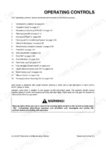 yanmar-b55w-1-hydraulic-wheel-excavator-operation-manual-022-00035e-controls-51.webp Yanmar B55W-1 operating controls section index listing components, panels, and safety warning lights.