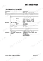 yanmar-b55w-1-hydraulic-wheel-excavator-operation-manual-022-00035e-specs-221.webp Yanmar B55W-1 standard specification table including engine, performance, and travel system technical data.