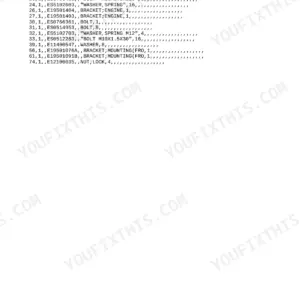 Yanmar B55W-1, 4TNV94L-PDBWE parts list for engine mounts, brackets, bolts, washers, and lock nuts.