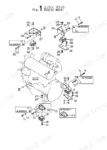 yanmar-b6u-to-4tne88-3cy-excavator-parts-catalog-000y00k3202-engine-parts-11.webp Yanmar B6U, B6U-1, 4TNE88-3BY, 4TNE88-3CY engine mount exploded view diagram showing mounting brackets, bolts, and isolators.