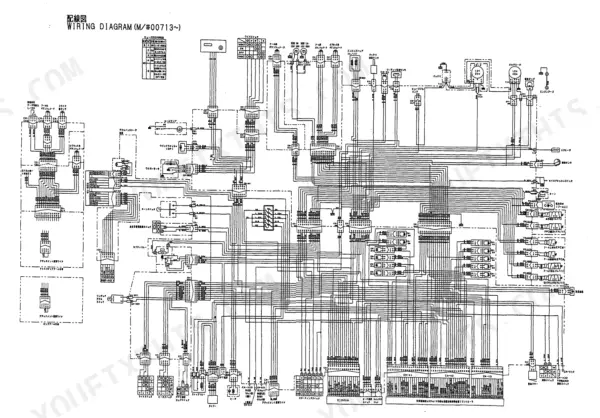 Yanmar B6U, B6U-1, 4TNE88-3BY, 4TNE88-3CY electrical wiring diagram showing fuse box, battery, and controller connections.