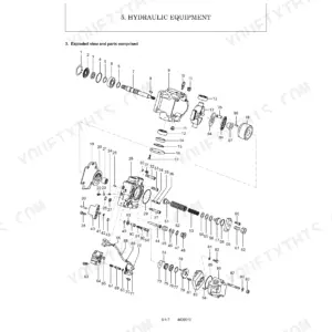 Yanmar B7-3(US) exploded view of hydraulic equipment pump assembly with numbered components and internal parts.